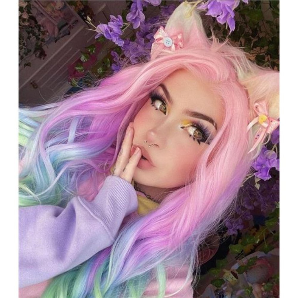 24” RAINBOW Rainbow Wavy Wig | Lace Front Wig | Heat Resistant Long BRAND NEW